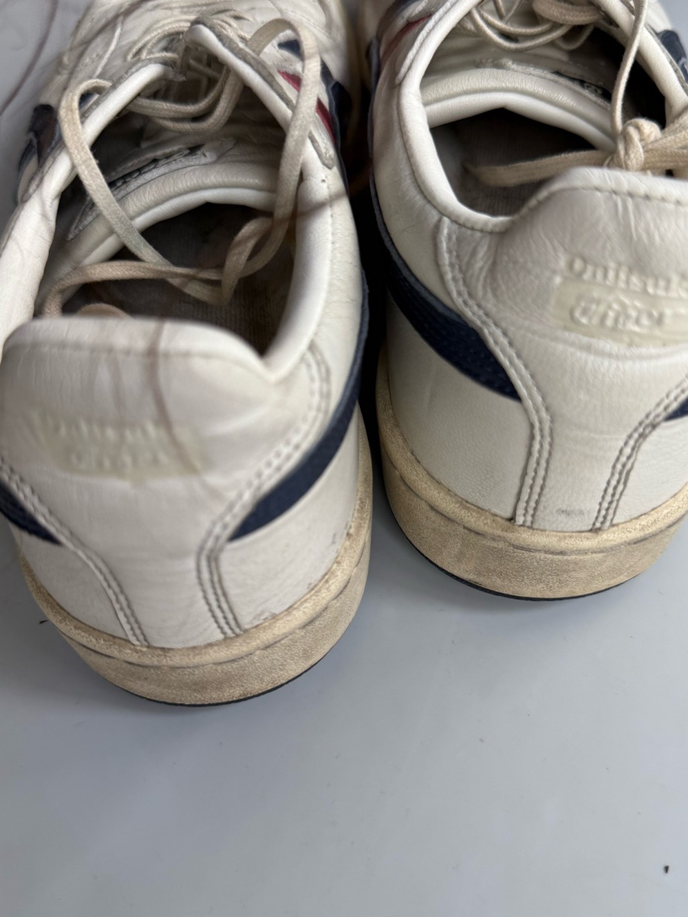 Onitsuka Tiger GSM SD Unisex Leather Sneakers Cream Navy Red EU 39 Women 7.5 - Picture 2 of 10